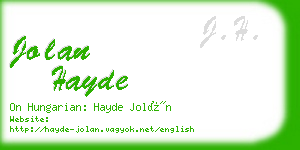 jolan hayde business card